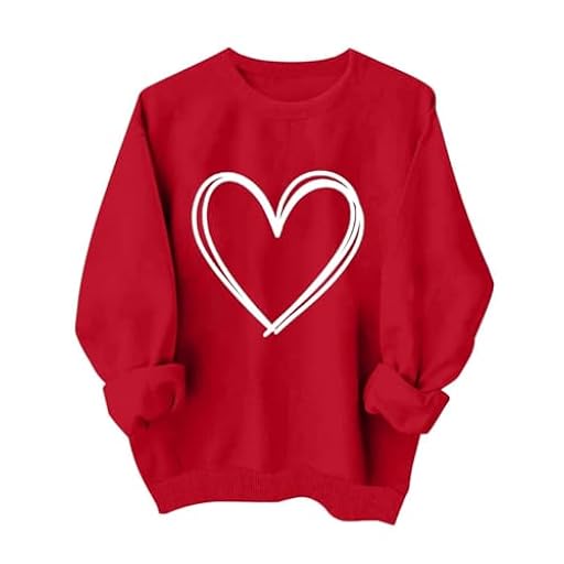 Sudadera casual para mujer sin capucha genérica, diseño romántico corazón San Valentín, moda cómoda, rojo, XXL | Ya disponible en tu tienda friki favorita! En mundofriki.es!