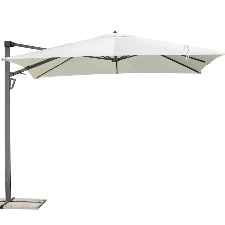 Gruppo Maruccia - Sombrilla de jardín de 3 x 2 metros - Palo lateral de aluminio antracita - Lona anti rayos UV, impermeable - Crudo