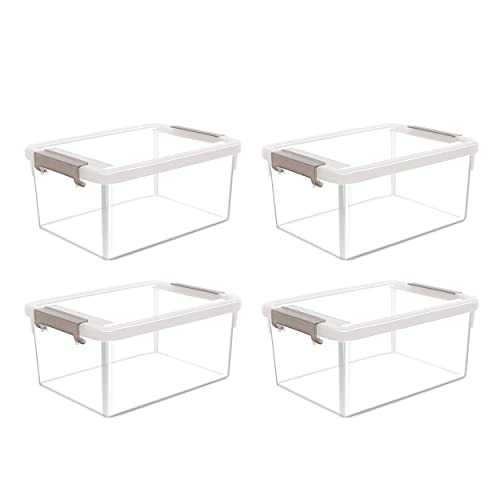 Image of Citylife 4 Packs Small Storage Bins with Lids 3.2 QT Plastic Storage Containers for Organizing Stackable Clear Storage Boxes