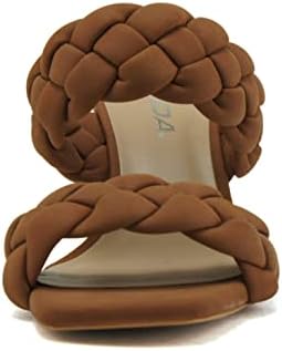 Soda BUGGY ~ Women Double Braided Straps Casual Open Square Toe Fashion Slide Block Heel Sandal (7, Lt Cognac, numeric_7) | Image 2