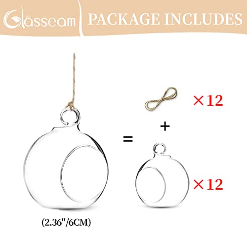 Hängende Teelicht Kerzenhalter 12Pcs Mini Glaskugel Ornament, 6 cm Durchmesser Glas Terrarium Globen Für Hochzeitsfeier Baumdekoration Home Decor