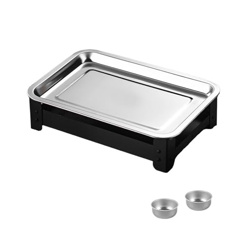 Bandeja de calentamiento de alimentos para barbacoa al aire libre, placa de calentamiento de acero inoxidable con capacidad para múltiples platos para entretener a los invitados