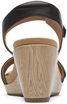 Rockport Women's Briah II Two-Band Wedge Sandal, Black Leather, 8.5 Wide | Image 4
