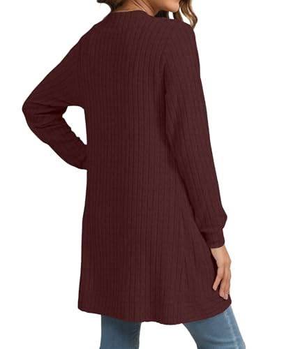 Image of YSYOKOW Cardigan Sweaters for Women Long Sleeve Open Front with Pockets | Long Cardigans for Women Lightweight Soft Casual Dressy Loose Fit Cardigan Sweater with Pockets for Work and Office