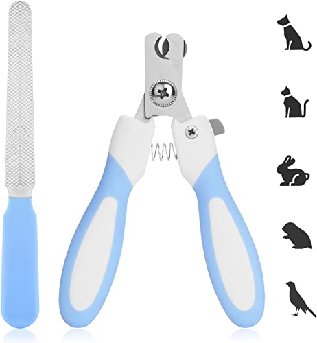 Mumoo Bear Dog Nail Clipper with Nail File Stainless Steel Cat Nail Clipper Professional Pet Nail Clipper Suitable for Puppies Kittens with Safety Lock and Protective Guard (Blue)