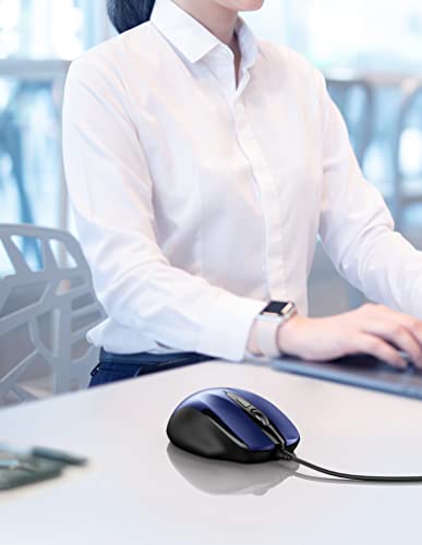 Image of TECKNET USB Wired Mouse, 6-Button Corded Computer Mouse with 4 Adjustable DPI, Optical Computer Mice with Ergonomic Design and 5FT Cord for Laptop, Chromebook, PC, Desktop, Mac, Notebook-Blue