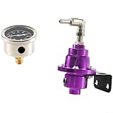Gdfnmogo Verstellbarer Kraftstoffdruckregler mit integriertem Messgerät, Konstruktion aus Aluminiumlegierung für dauerhafte Haltbarkeit, kompatibel mit Auto und T (lila)