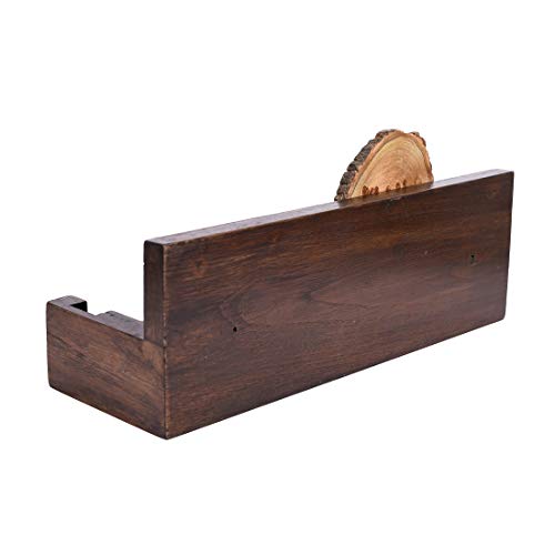 Image of Aakriti Art Creations Madhubani Art Wooden Towel Holder | Handcrafted Wooden Matte Finish Natural Brown Wall Mounted Towel Holder for Bath & Wash Area