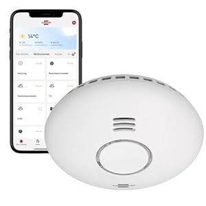 Brennenstuhl Connect WiFi Rauch-und Hitzewarnmelder WRHM01 mit App-Benachrichtigung (WLAN Rauchmelder inklusive 2X Batterien, geprüft nach EN 14604)