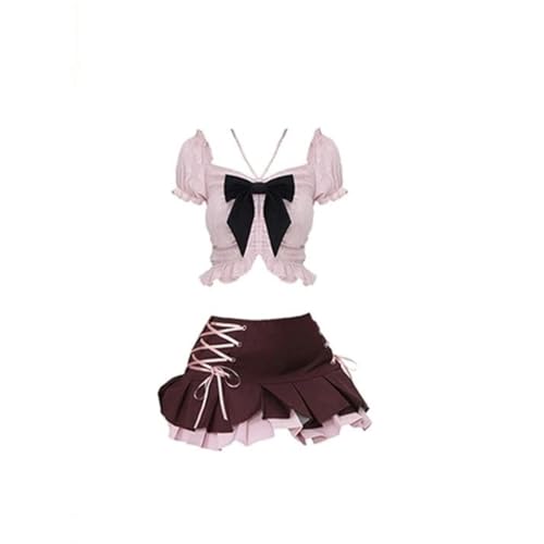 Vestido corto de dos piezas premium con mangas abullonadas de alta costura