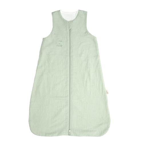 PERLETTI Saco de Dormir Bebe TOG 1 Verano Primavera   Algodón Orgánico Transpirable para Niño Niña 0 6 y 6 18 Meses   Saco Dormir Infantil Ligero Sleeping Bag sin Mangas y Pies (Verde, 70 cm)