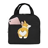 ASDCTYTKO Bolsa de almuerzo con estampado de perro Corgi para perritos para niñas Bolsa de almuerzo divertida para picnic Bolsa portátil con cremallera Oxford Bolsas térmicas para el festival