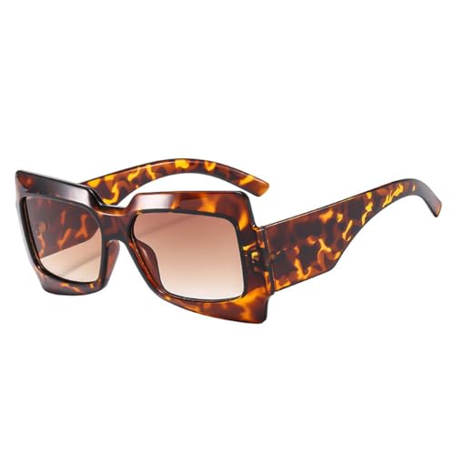 Lunettes de soleil vintage carrées UV400 pour hommes et femmes en écaille léopard
