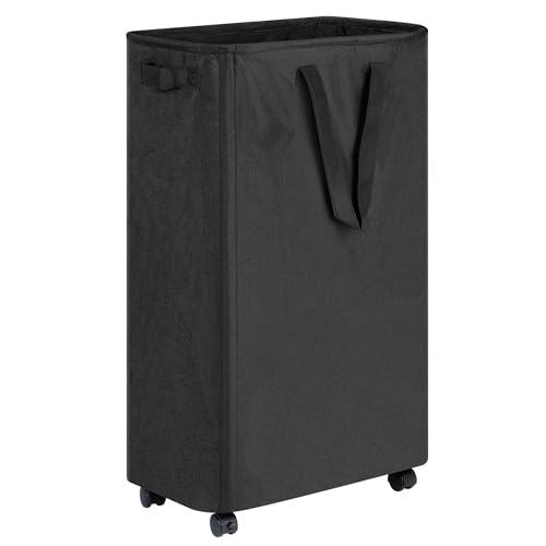 efluky Slim Rolling Laundry Basket for Clothes, Bedroom & Dorm (Black, 75L)
