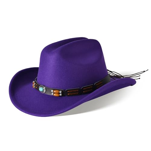 Image of Willheoy Kids Cowboy Hat for Girls Boys Western Cowgirl Hat with Buckle Belt Unisex Wide Brim Fedora Hat Dress Up Costume
