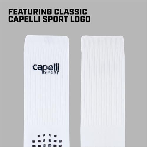 Capelli Sport Standard Crew, Athletic Non Slip Grip Sock Pair for Men and Women, White Black4