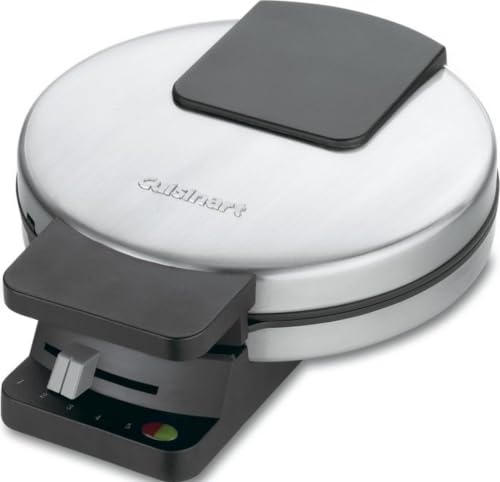 Cuisinart Waffle Maker, 5-Setting Browning Control, Stainless Steel | Stainless steel waffle maker with 5-setting browning, red/green indicator lights, & a compact waffle maker design, WMR-CANAS