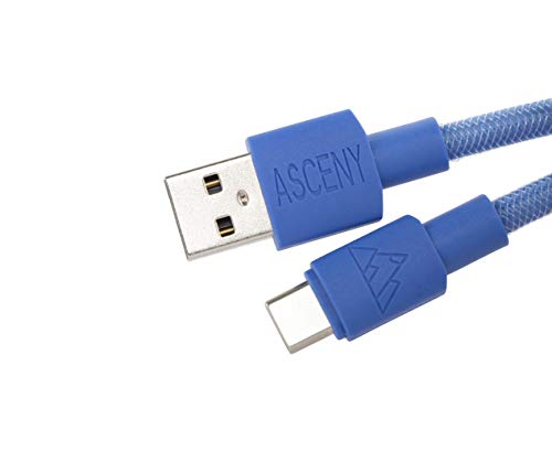 Image of Coiled & Double-Sleeved Mechanical Keyboard Cable, for Type-C Mechanical Keyboards (Blue)