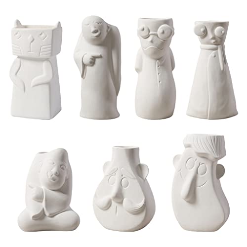 maozi Vasines de cerámica Blanca Forma de Gato Diseñado Cerámica y jarrones de Porcelana for Flores Artificiales Figuras Decorativas