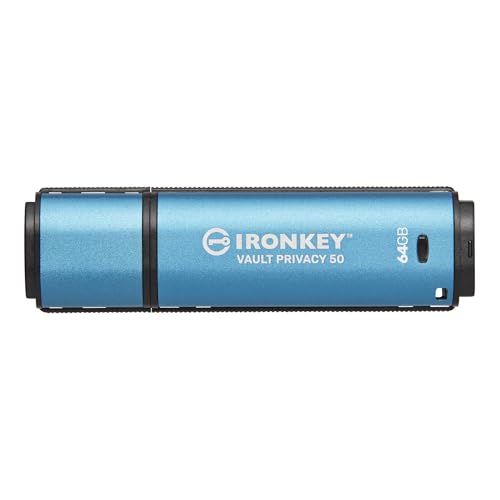 Kingston IronKey Vault Privacy 50 Unidad USB con certificación FIPS 197 y cifrado XTS AES de 256 bits para la protección de datos   IKVP50/64GB