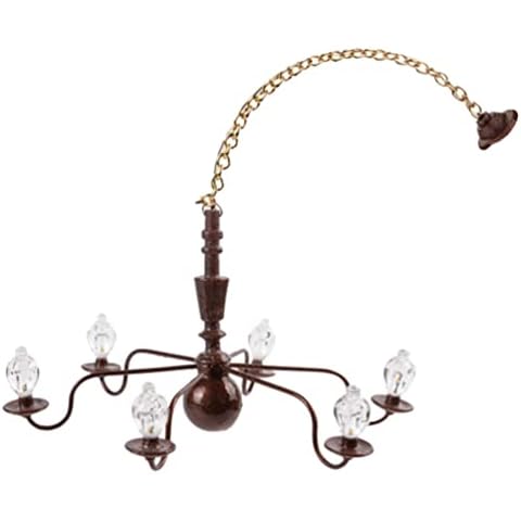 HANABASS Miniature Ceiling Light Dollhouse Miniature Furniture Led Ceiling Lamp Chandelier Decor Miniature Dollhouse Accessories Brown Warm White Light Cover