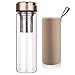 Cleesmil 600 ml Gourde en Verre avec Passoire le Thé Bouteille de Thé à Filtre Infuseur et Manchon en Néoprène (Or)