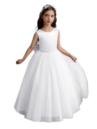 Tulle Flower Girls Dress for Wedding Pageant Ball Gowns Beaded Satin Princess Prom Party Dress