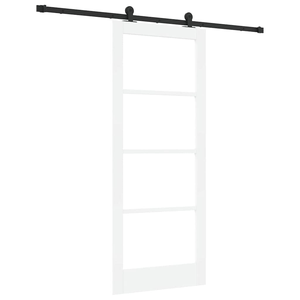 Orkdal drzwi przesuwne czarno-białe 83 x 202 cm | Lite drewno sosnowe i szkło hartowane, ciche przesuwanie się, do salonu, sypialni, kuchni