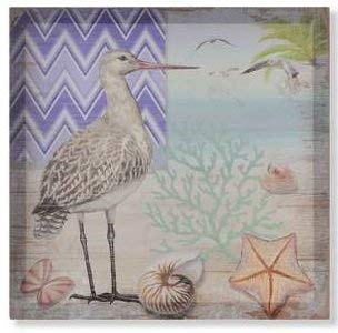 Cadre toile oiseau et mer 40 x 40 cm peinture art moderne