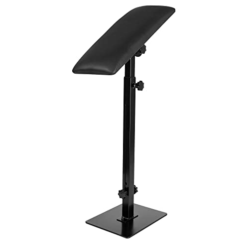 CAKMSMAO Professional Heavy Duty Iron Tattoo Armrest - Adjustable Height and Tilt, Leg Rest Stand with PU Leather Arm Bar Pad