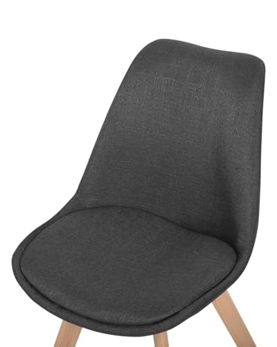 Image of Dream Furnishing - Set of 4 Scandinavian Modern Style Mid Century Modern Dinning Room Cafe Hotel Office Wooden Legs Chair (Full Fabric Dark Grey)