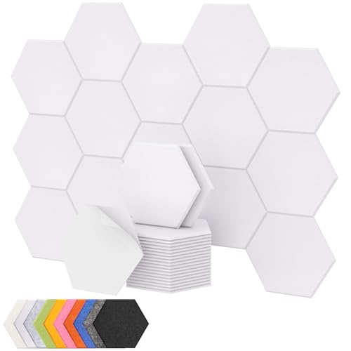 Image of 18 Pack High Density Hexagon Acoustic Panels, TONOR 12 inchx 10 inchx 0.4 inch Soundproof Wall Panels, Sound Absorbing Panels for Interior Wall Decor, Peel and Stick Modern for Studio, Office, Home, White