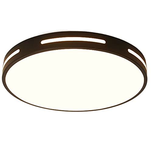 Plafonnier LED à intensité variable rond et plat noir ultra fin 6000K