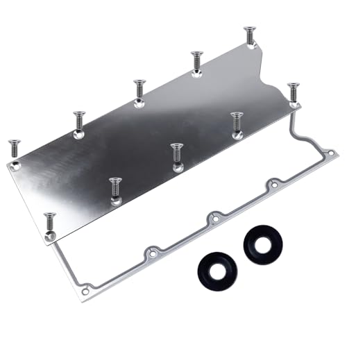 Image of LS Gen 3 Valley Pan Cover Plate Low Profile w /Gasket, Seal | Compatible with GM LS Gen III Engine LSX LS1 LM7 LR4 LQ4 LS6 L59 LQ9 LM4 L33, Chevy GMC Sierra | OE# 551629 12558178 MS19328 (Silver)