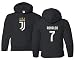 Spark Apparel Soccer Shirt #7 Cristiano Ronaldo Juve CR7 Boys Girls Youth Hooded Sweatshirt (Black, Youth Large)