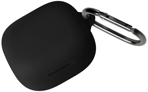 Geiomoo Silicone Case for Anker Soundcore P31i, Anker Soundcore R60i NC, Soft Flexible Scratch Resistant Protective Cover with Carabiner (Black)