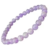 Von Keib Natural Stone Real Lavender Amethyst Stretch Beaded Bracelet Round Beads 6 mm (0.24") Brace