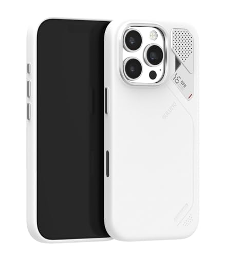 Aulumu A16 Vegan Leather Cooling for iPhone 16 Pro Case, Camera Control, with Cooling Fins, Luxury Comfort, Compatible with MagSafe, Completely Enclosed, Touch White