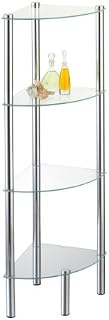 Axxentia Bad Solanio 282134 Standing Corner Shelf Rack Chrome-Plated 4 Glass Shelves 30x30x108 cm
