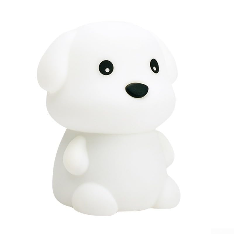 Luz nocturna inteligente activada por voz con funciones de IA, lámpara de sensor táctil RGB que cambia de color para habitación de bebé, luz de noche recargable por USB, regulable, 11,5 cm (perro)