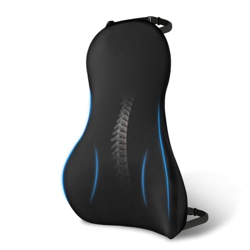 Ainiv Cojín de Soporte Lumbar Ergonómic, Cojin Lumbar Coche con Correas Ajustables, Respaldo Asiento Coche para Automóvil para Asiento de Conductor, Cojins Lumbar Silla Oficina para Aliviar la Fatiga