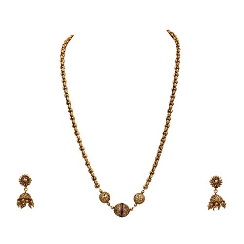 Juego de collar de cuentas de boda y pendientes con baño de oro de 18k