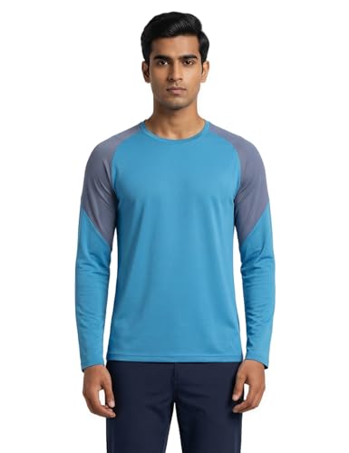 Image of Venzina Men's Long Sleeve Workout Shirt Color Block Quick Dry Athletic Top, Moisture Wicking Fitness & Running Shirt, Breathable Sportswear Tee for Gym, Sports, Casual Wear