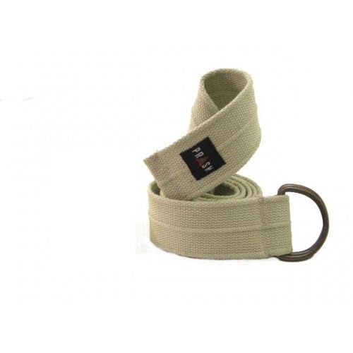 Prasm Mens Womens D-ring Canvas Solid Color Web Belt (Khaki, B: 53