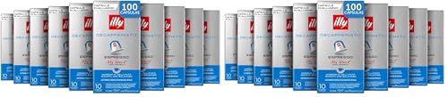 illy, Café en Cápsulas Compatibles en Aluminio DESCAFEINADO, 100% Arábica con Notas de Caramelo, Chocolate y Pan Tostado, Sin Cafeína, Sabor Equilibrado, 10 Paquetes de 10 (100 Cápsulas en Total)