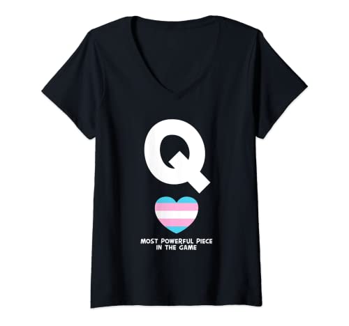 Femme Drapeau de la Reine transgenre LGBT-Q Trans Pride assorti T-Shirt avec Col en V