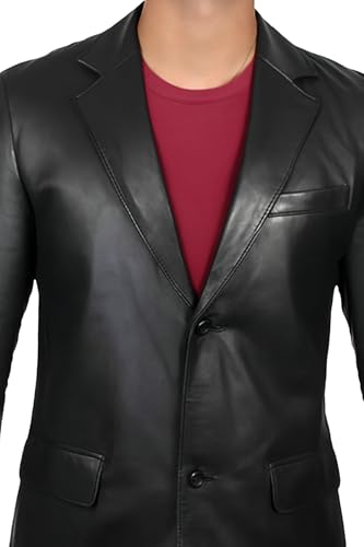 Leather Blazer Men - Genuine Leather Black Blazer Men Casual Style Leather Sport Coats2