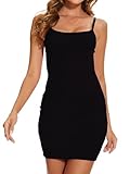 SHAPERIN Women Summer Sleeveless Casual Short Dress Ribbed Tank Dress Backless Bodycon Mini Party Club Dress Black S