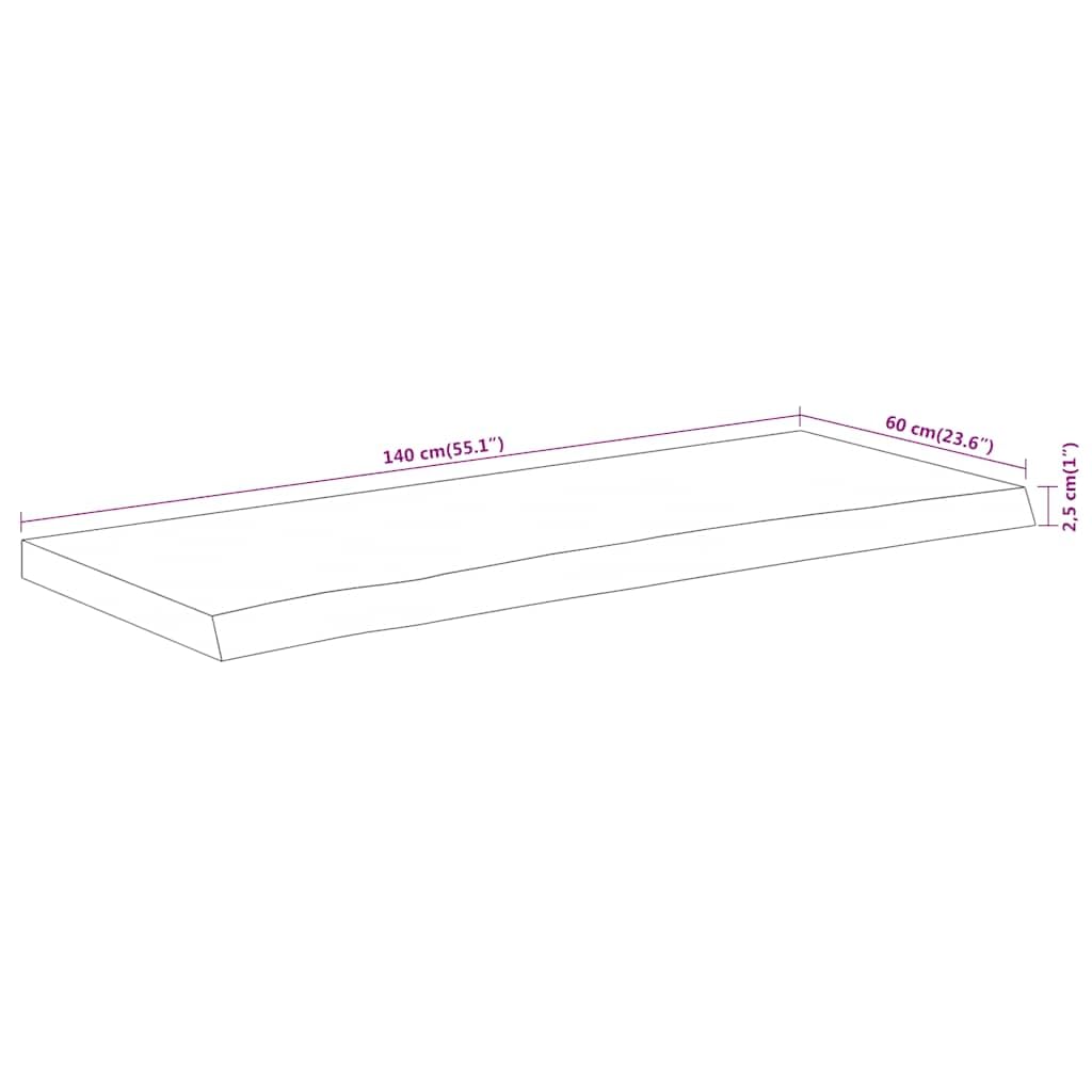vidaXL Encimera de baño Rectangular Madera Maciza Acacia 140x60x2,5 cm