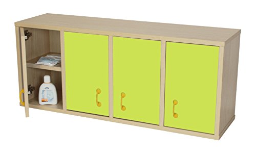 Casillero Mobeduc 600711HS13-Mobile con 8 caselle con porta, in legno, colore: verde mela/legno naturale, 100 x 28 x 42 cm